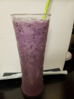 A picture of My Blueberry Milk shake.