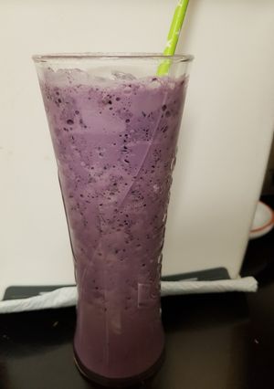 A picture of My Blueberry Milk shake.