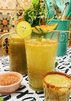 A picture of Keri Shot Drink 🥂🥭| Raw Mango Soda Shots.