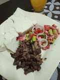 Dry fry beef with kachumbari and ugali