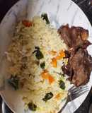Arroz blanco con chile poblano y zanahoria