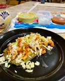 Huarache de nopal con papas y chorizo