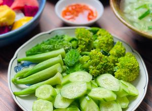 Hình của món Súp Lơ Xanh, Khổ Qua, Đậu Bắp Luộc.