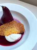 Elderberry and thyme poached pear