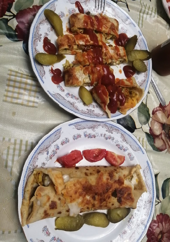 عکسی از دستور کرپ مرغ و قارچ