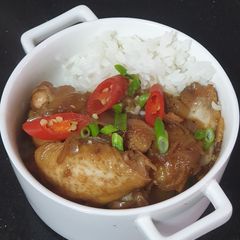 A picture of Semur ayam (Indonesian fragrance chicken and potato stew).