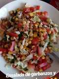Ensalada de garbanzos y carne de soya