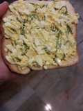 Imitation of eggs canape- deviled eggs on bread