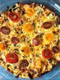 Fritatta com Frango grelhado saudável #frango #ovos #tomates