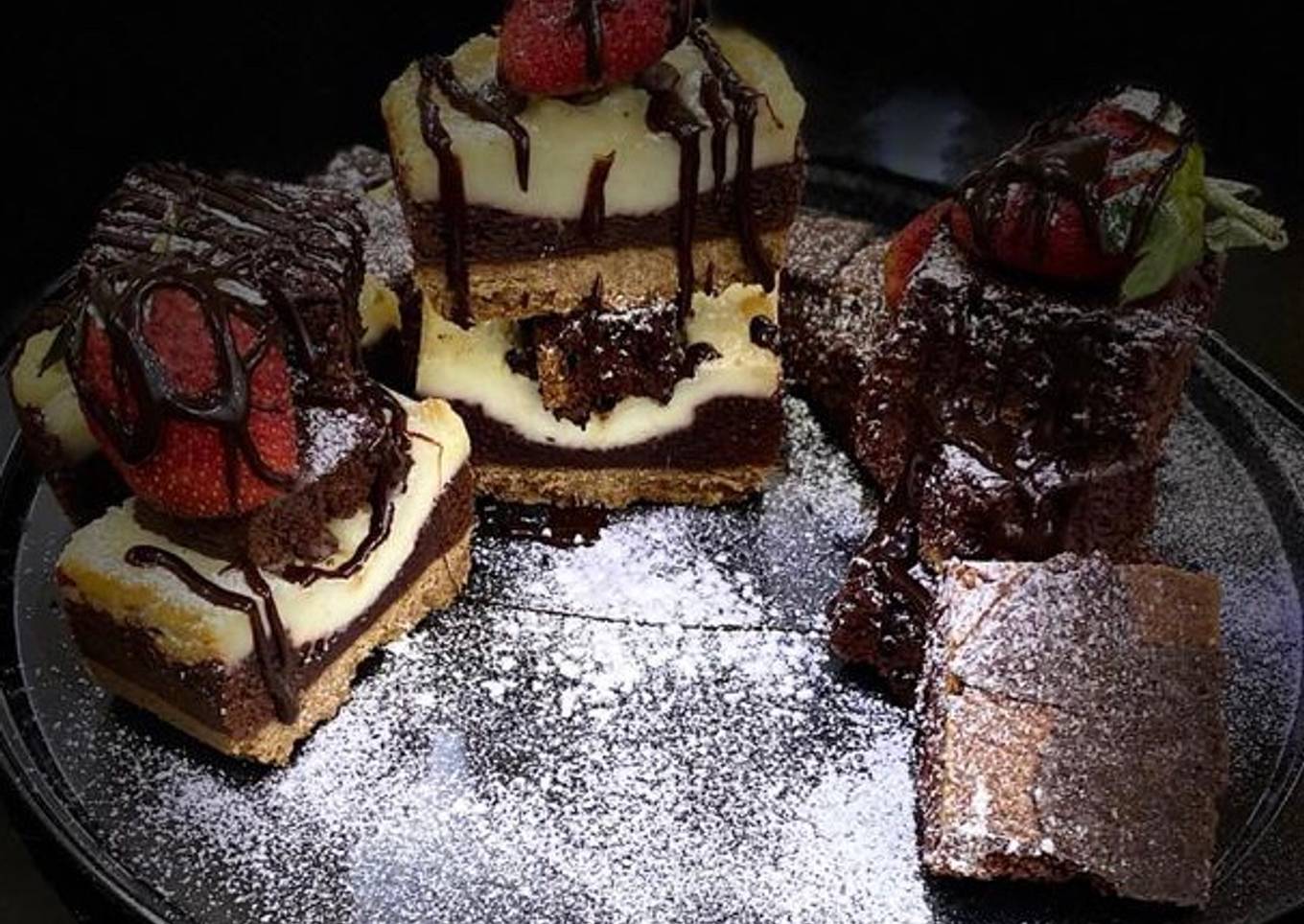 Dark chocolate cheese truffle brownie