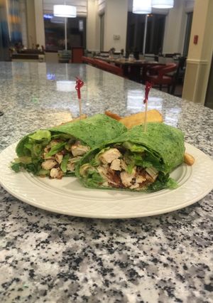 A picture of Lisbeth's Chicken Caesar Wrap.