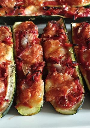 Une photo de Courgettes façon pizza