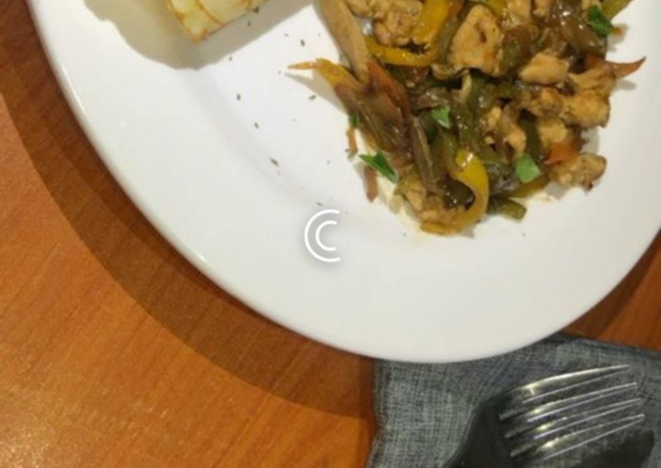 Sinasir and chicken stir fry