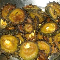 A picture of Bitter gourd sliced stir fry.