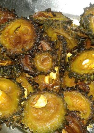A picture of Bitter gourd sliced stir fry.