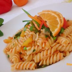 A picture of Spicy Sweet and Sour Pasta.