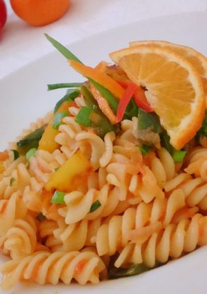 A picture of Spicy Sweet and Sour Pasta.