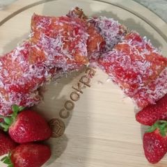 A picture of Strawberry lamingtons.