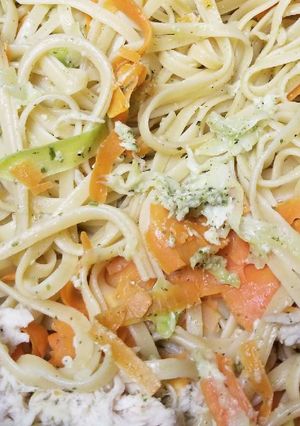 A picture of Pasta Primavera with Chicken.