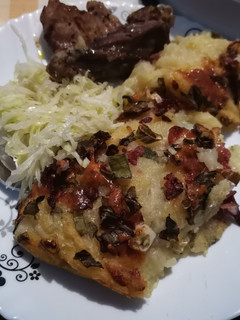 A picture of Bacon and cheese mashed potato bake #potatodish.