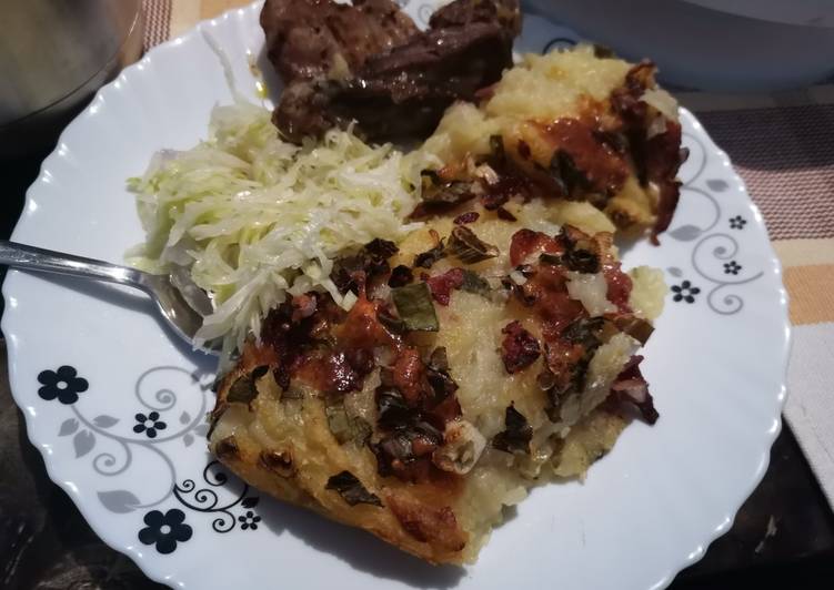 Bacon and cheese mashed potato bake #potatodish