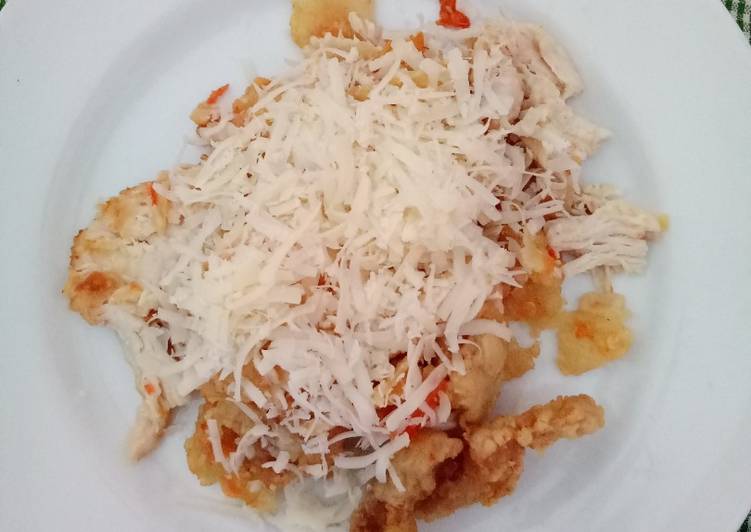 Resep Ayam  Prekju geprek  keju  oleh Widy Lilis 