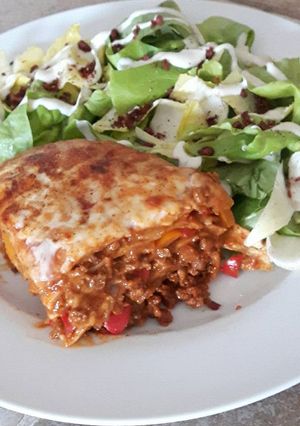 A picture of Vegetarian mexican lasagna.