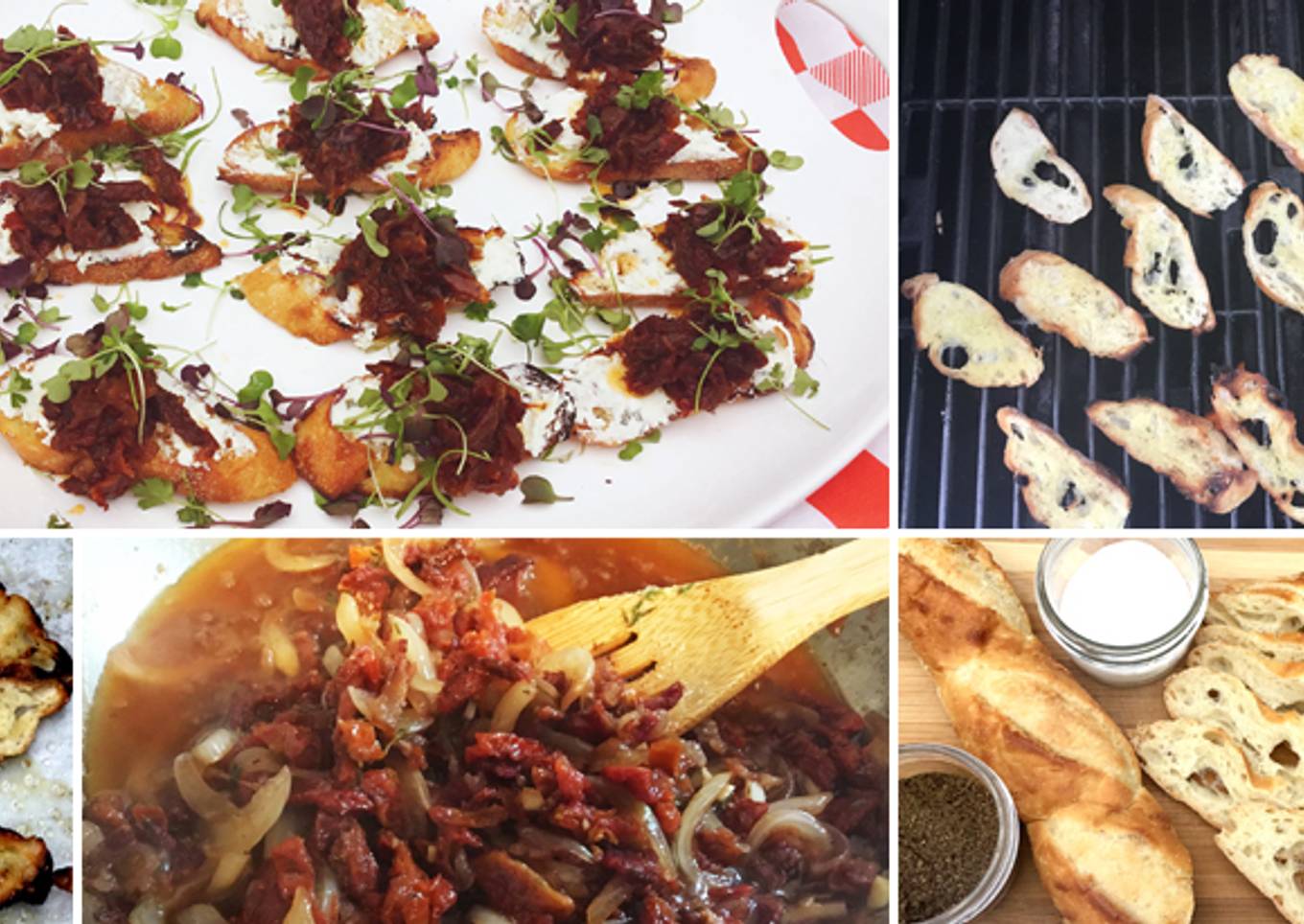 Grilled Crostini with Goat Cheese & Wagyu Beef Bacon Sun-dried Tomato Jam