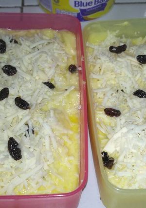 Foto resep Puding Roti Kismis Keju 😋😋😋