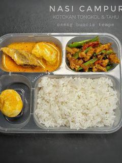 Foto resep Nasi Kotokan Tongkol Tahu & Oseng Buncis Tempe