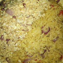 A picture of Indomie with egg.