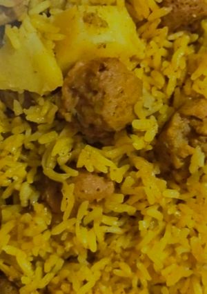 A picture of Potato Soyabeen Pulav.