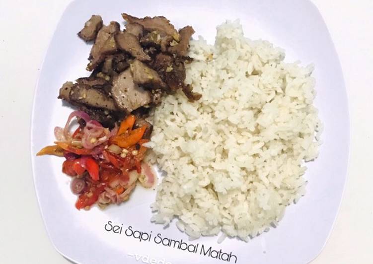 Resep 34. Sei Sapi Sambal Matah, Lezat Sekali