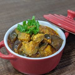 Eggplant curry/ Vangi Bhaaji/ Brinjal curry A picture of Eggplant curry/ Vangi Bhaaji/ Brinjal curry.