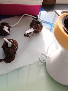 Una foto de Mini manzanas cubiertas de chocolate
