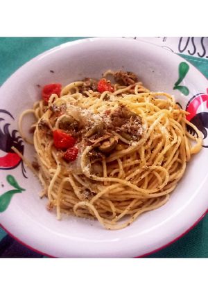 Foto resep Spaghetti Tuna mix Tomat cherry dan olive
