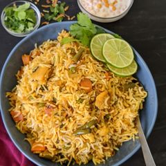 Hyderabadi Vegetable Dum Biryani A picture of Hyderabadi Vegetable Dum Biryani.