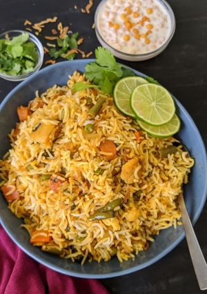 A picture of Hyderabadi Vegetable Dum Biryani.