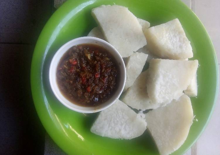 White yam with minced meat sauce