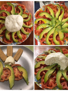 Una foto de Ensalada de tomate 🍅 aguacate 🥑 y burrata 🧀