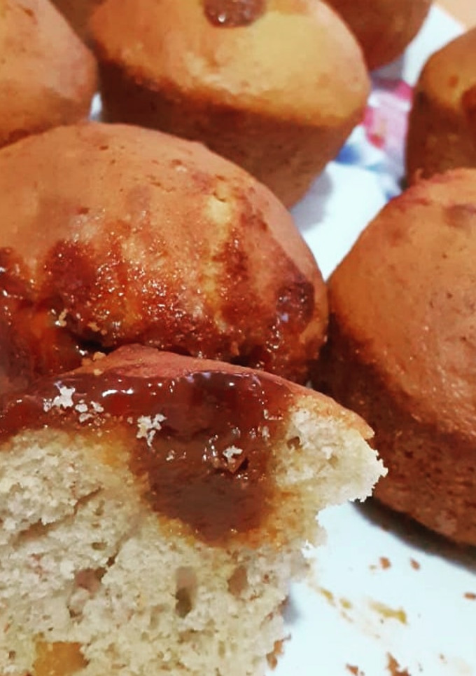 Una foto de Magdalenas de banana y dulce de leche