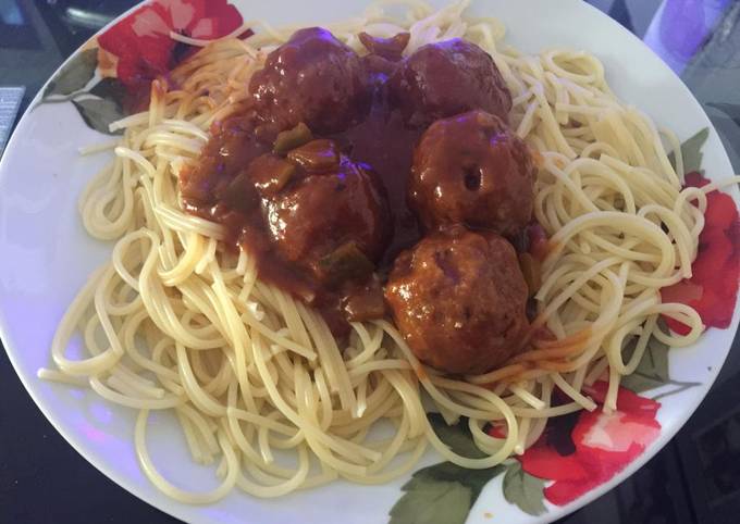 My Peppered Meatballs in a sauce. 🙄