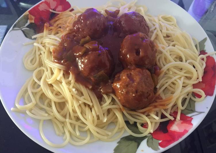 My Peppered Meatballs in a sauce. 🙄