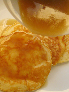 A picture of Coconut Pancakes with Coconut Maple Syrup (Small Batch).
