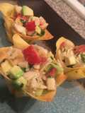 Chicken Strawberry Avocado Wonton Cups