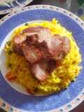 Arroz a la jardinera con chanchito al horno