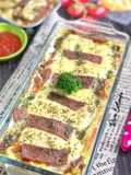 Fettucini Telur Daging Asap Mozarella Panggang