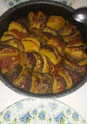 صورة لوصفة صنيه كباب مع خضار
