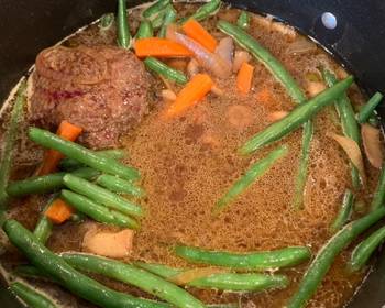 The New Way Prepare Recipe Hamburger Steak with Mushrooms Green Beans  Carrots Most Delicious