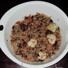 A picture of Mushroom fried rice.